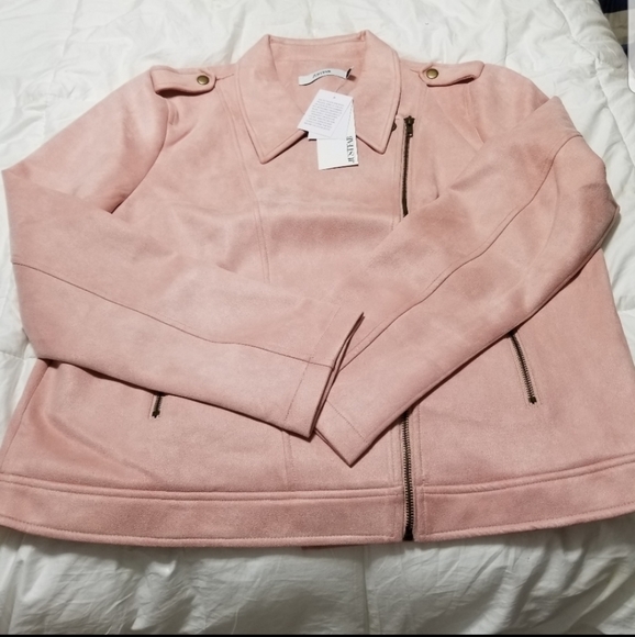 Justfab Casual Mellow Rose Faux Suede Moto Jacket - Picture 4 of 8